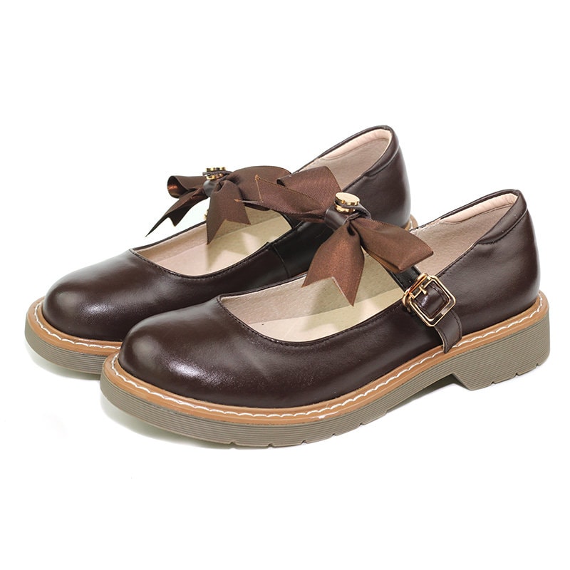 Handmade Genuine Leather Shoes,women's Flat Mary Janes Shoes