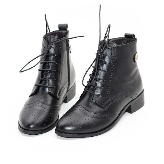 Women Motorcycle Boots Wedges Flat Shoes Woman High Heel Platform PU Leather  Boots Lace Up Women Shoes Black Boots Girls | Shopee Malaysia