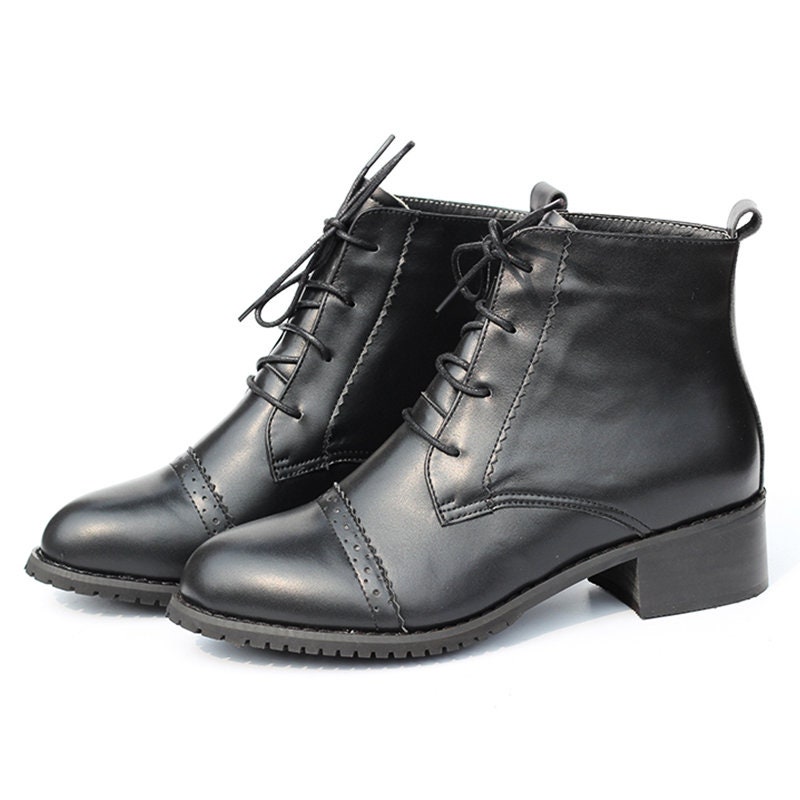 Woman Real Leather Ankle Boots Lace Up main image 1