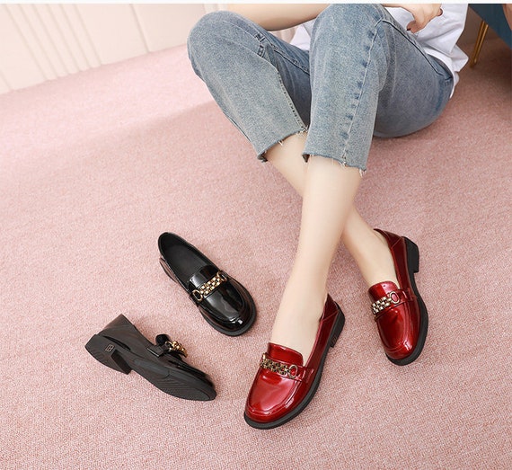 Handmade Black Genuine Leather Loafer Women display picture 1