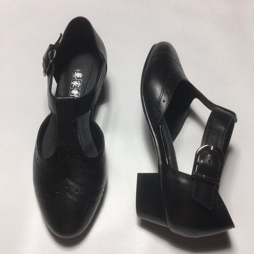 Custom Handmade Shoes, T Belt Vintage Mary Jane Shoes,black Hollow ...