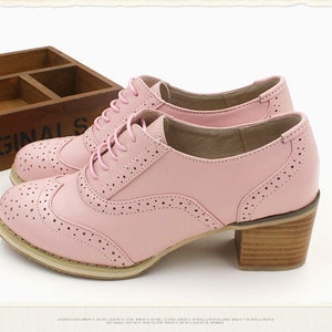 Women Leather Shoes, Leather 5cm Heel Oxfords Shoes, Closed Shoes ...