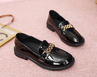 Customizable Handmade Genuine Leather Loafer Women's Flat - Etsy