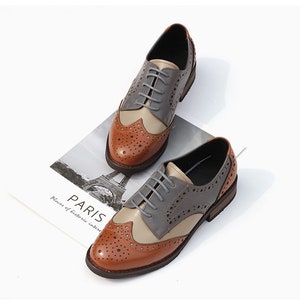 Women Leather Shoes, Leather Oxfords, Oxford Shoes, Closed Shoes, Brown Shoes, Handmade Shoes,Brock Shoes,customized shoes image 2