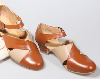 Scarpe da ballo swing da donna personalizzabili, scarpe in vera pelle, tacco basso, scarpe da ballo, scarpe anni '60, scarpe anni '70, scarpe retrò