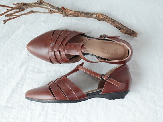 T shaped leather shoes cheap