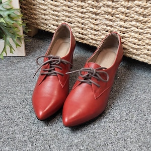 Red leather shoes deals
