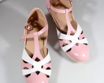 Scarpe da ballo swing da donna personalizzabili, scarpe in pelle fatte a mano, scarpe da ballo, scarpe anni '60, scarpe anni '70, scarpe retrò, scarpe taglie forti