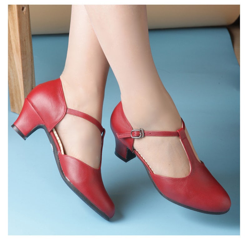 Customizable Handmade Women TStrap Heel Shoes,female Oxford Heeled