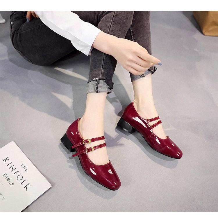 Soulier Rouge Femme Mary Janes Summer Low Heel Vintage Women Shoes
