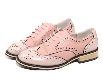 Sale! Size US9.5/US10  Women Leather Shoes, Leather Oxfords, Oxford Shoes, Closed Shoes, Handmade Shoes,Brock Shoes