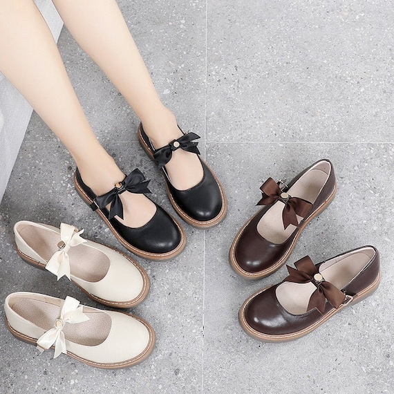 Handmade Genuine Leather Shoeswomen's Flat Mary Janes - Etsy
