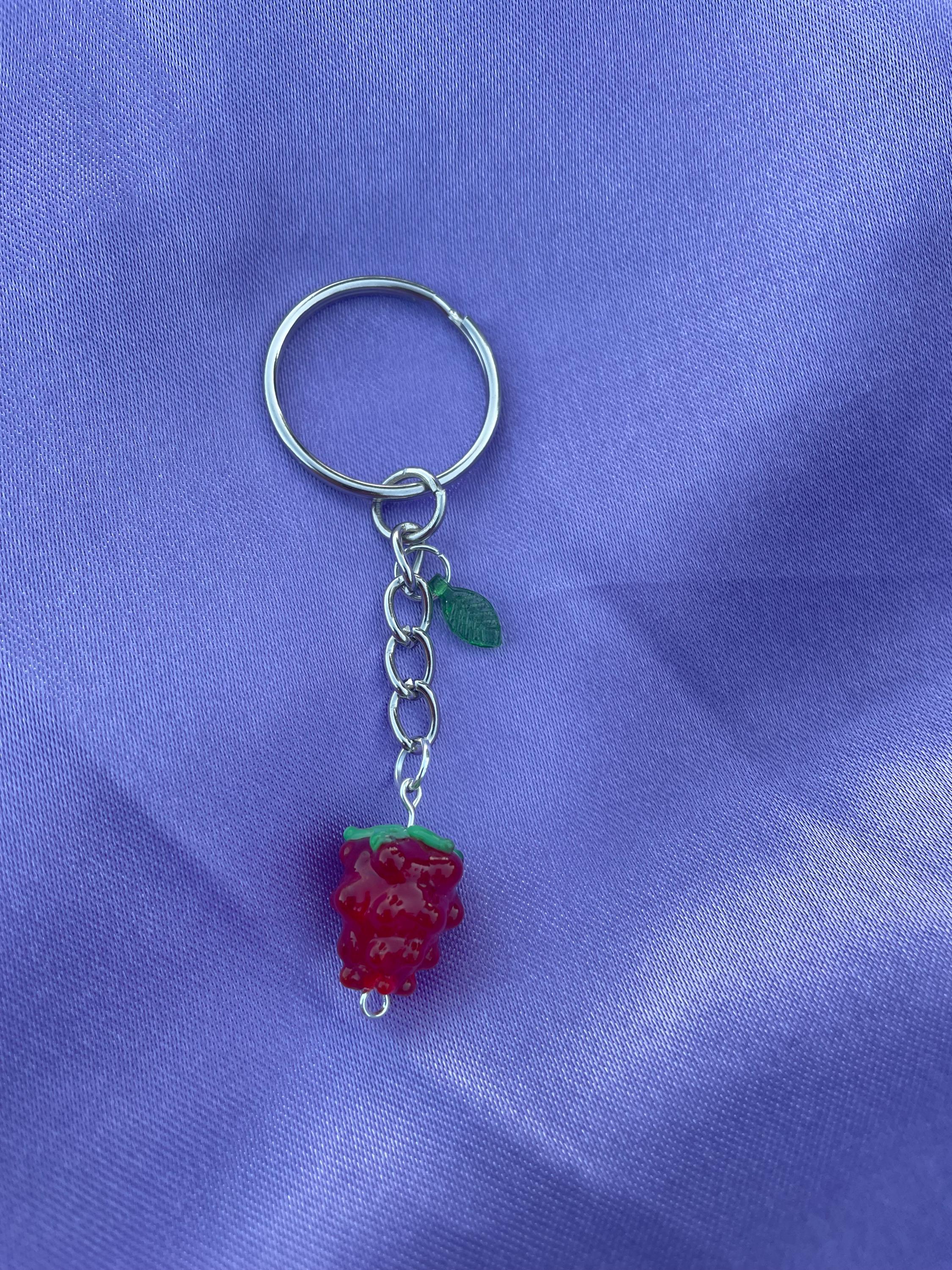 Glass Raspberry Charm Keychain - Etsy