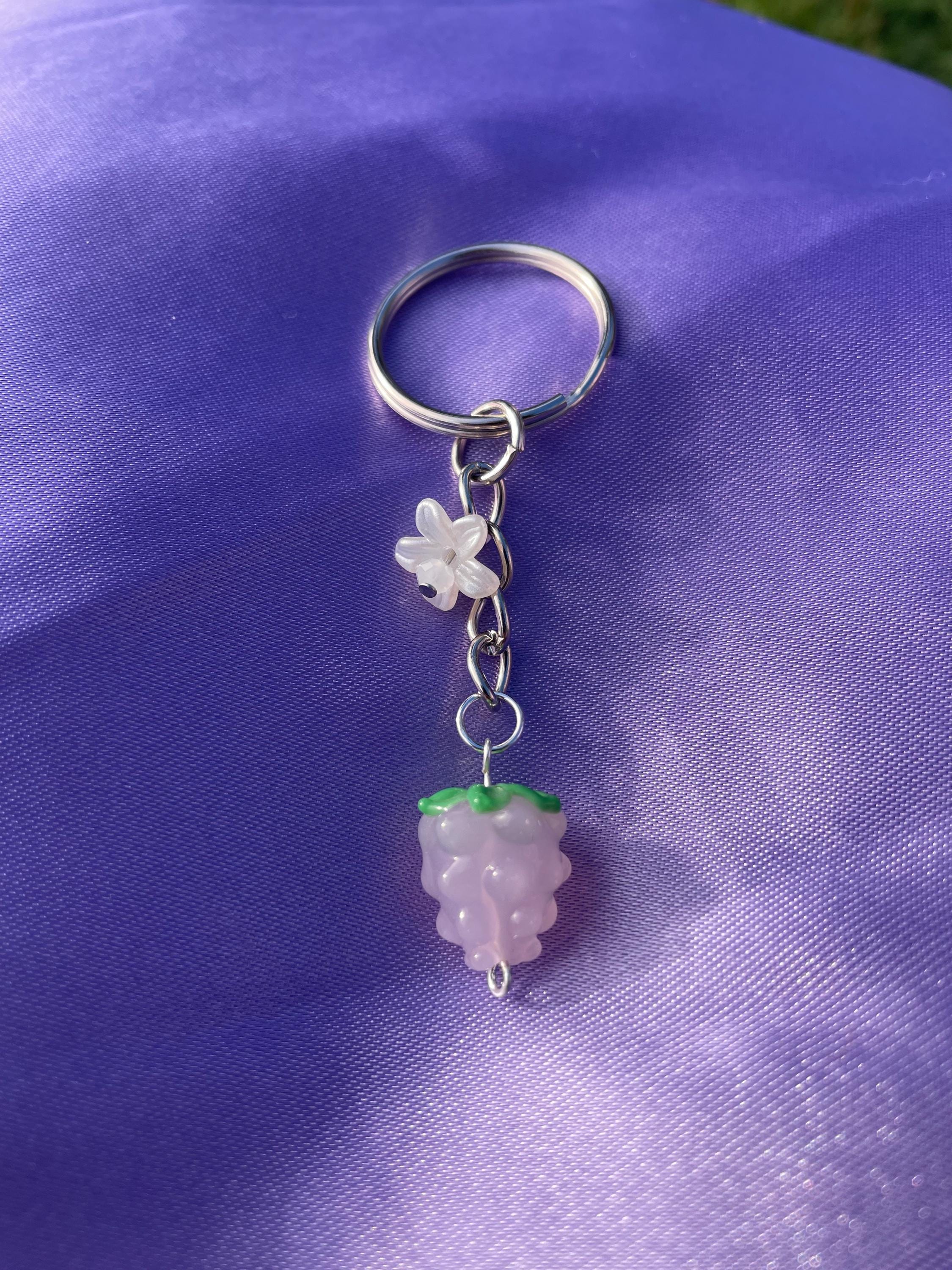 Glass Raspberry Charm Keychain - Etsy