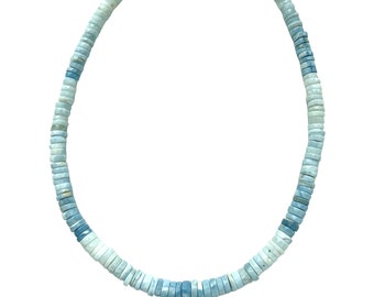 Beautiful Chambray Blue Ombré Opal Heishi Disc Candy Necklace