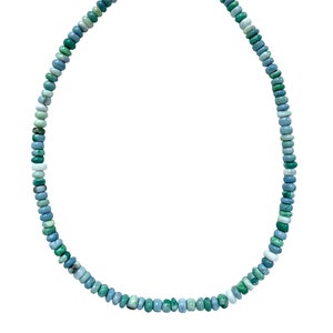 Gorgeous Green and Aqua Blue Opal Candy Necklace with a Gold Carabiner Clasp