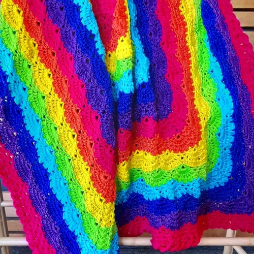 Handmade Bright Rainbow Chevron Crochet Baby Blanket Etsy Australia