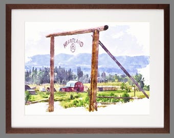 Heartland Ranch Watercolor style Print Digital File