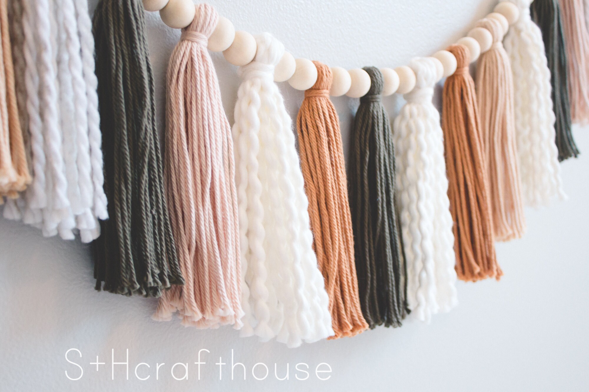 Green Rust Neutral Tassel Garland Wall Hanging Etsy