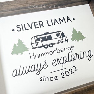 always exploring - personalized camping sign - camper decor - family camping - custom camper - camping gifts - new camper