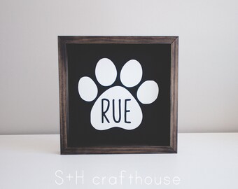 Dog paw print personalized dog sign - dog lover - dog mom - dog dad - dog room - new puppy - new dog - dog gifts