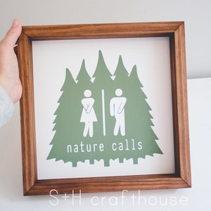 camper bathroom sign - nature calls - rv - camping sign - camper decor - camper wall art - camping gift - funny bathroom sign - evergreen