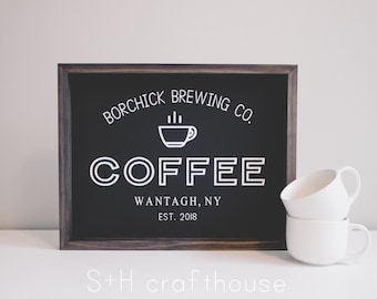 PERSONALIZED Coffee brewing co. sign - coffee bar decor - coffee sign- custom coffee sign - coffee lover gifts - coffee shop