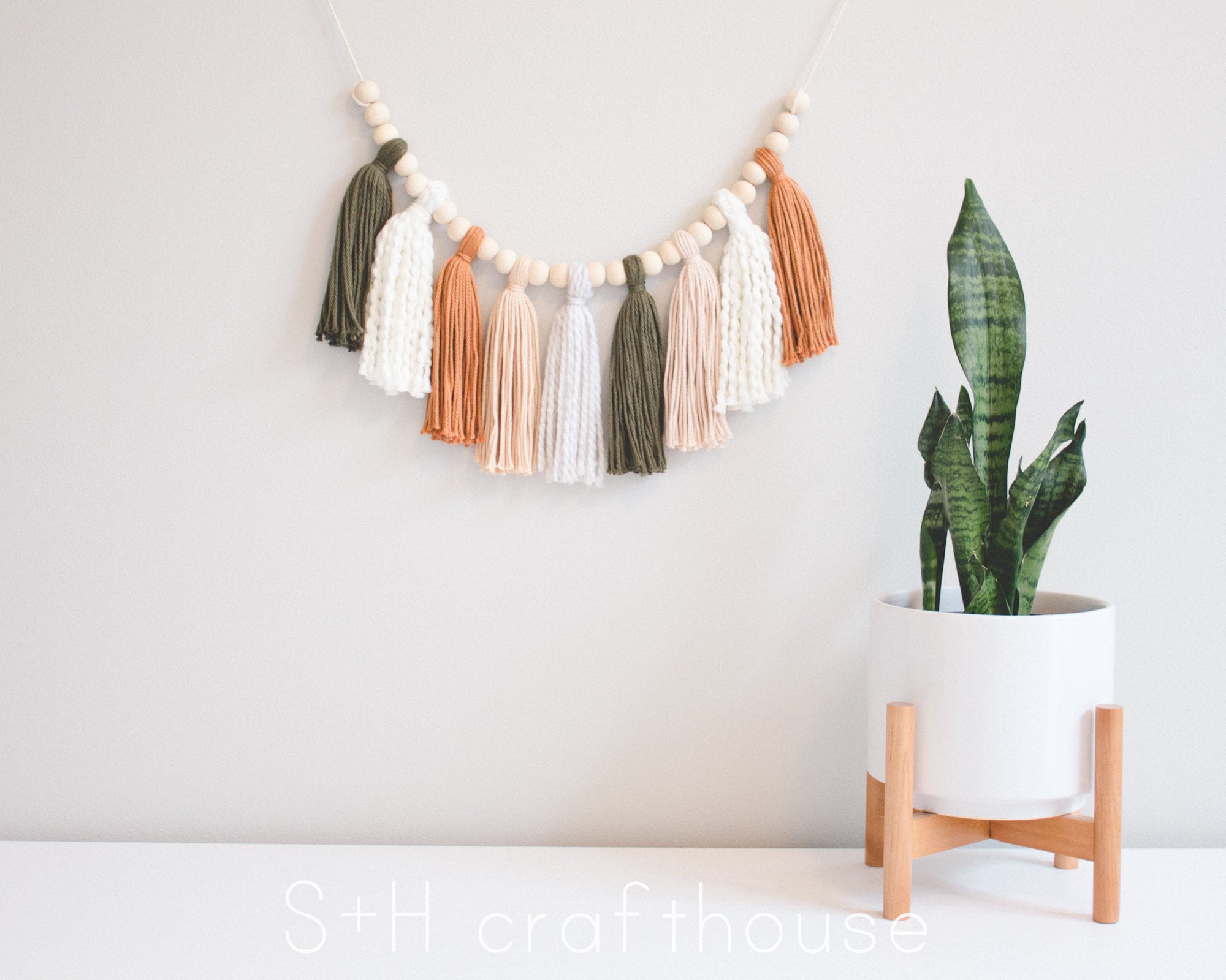 Green Rust Neutral Tassel Garland Wall Hanging Etsy