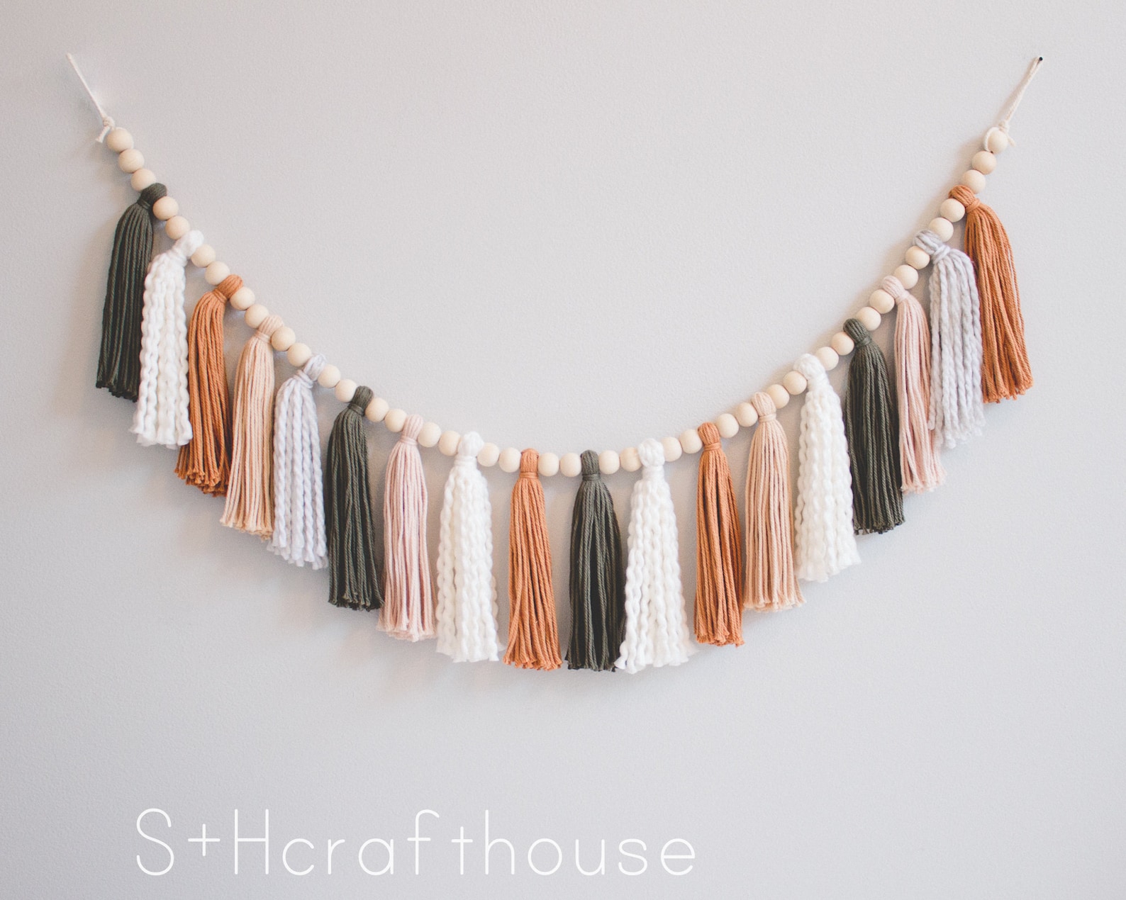 Green Rust Neutral Tassel Garland Wall Hanging Etsy