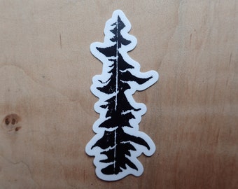 Conifer Tree Linocut Bumper/Laptop/Water Bottle Sticker