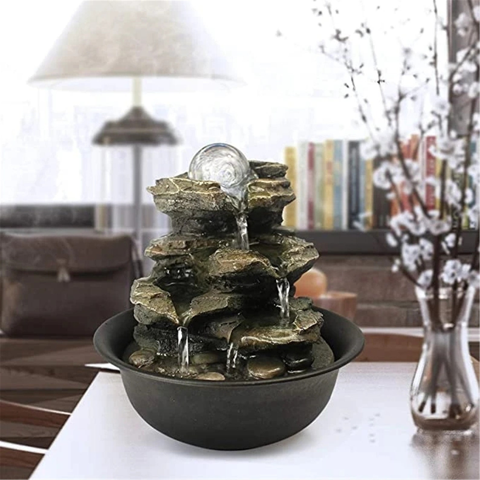 Spinning Orb Rock Indoor Tabletop Water Fountain Zen Etsy