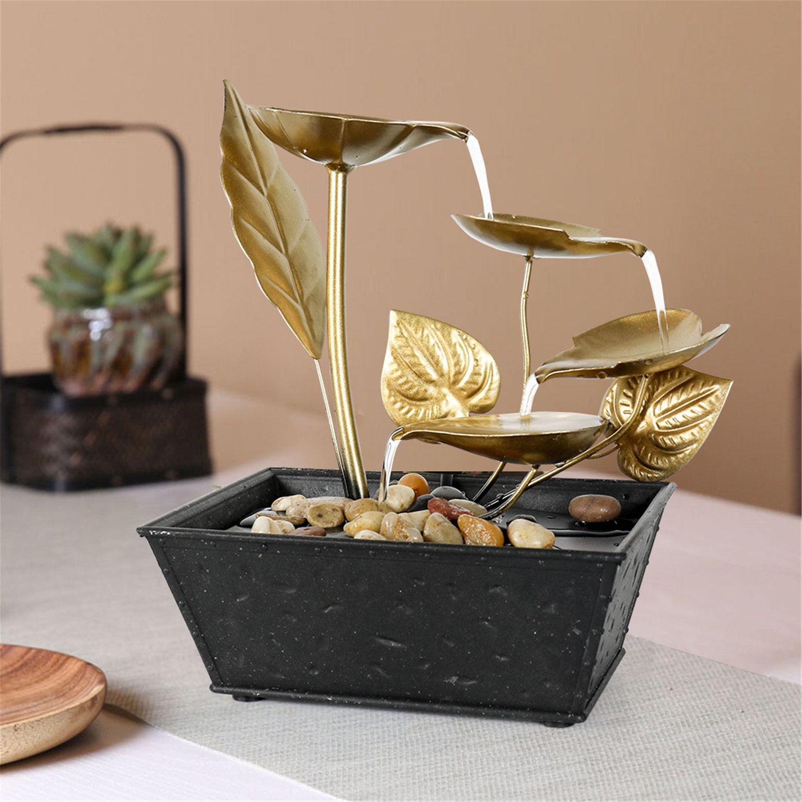 9H Tabletop Water Fountains Indoor Lotus Leaf Etsy