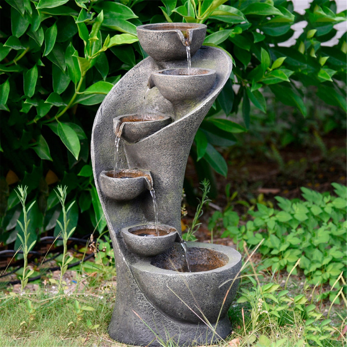 Fuente de jardín al aire libre con luces LED cascadas de | Etsy