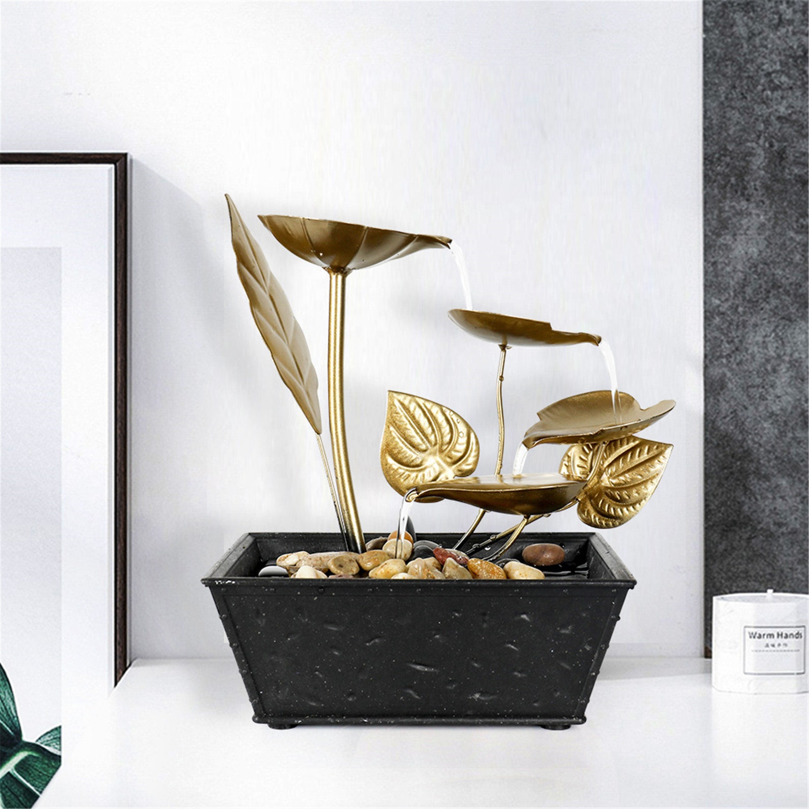 9H Tabletop Water Fountains Indoor Lotus Leaf Etsy
