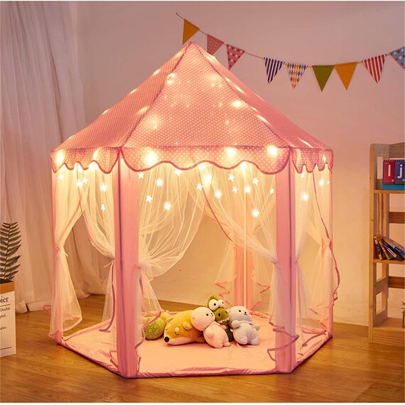 Princess Tent Princess Castle Play Tents for Girls with Warm Star Lights 55'' X 53'' Large Playhouse Upgraded Unicorn Design Play Tents for Girls Indoor & Outdoor Tent for Kids Princess Tent Princess Castle Play Tents for Girls with Warm Star Lights 55'' X 53'' Large Playhouse Upgraded Unicorn Design Play Tents for Girls Indoor & Outdoor Tent for Kids