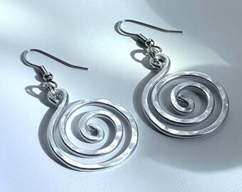 Hammered Spiral Aluminum Earrings