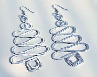 Hammered Tree Aluminum Earrings - Nature Jewelry