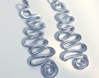 Hammered Artsy Squiggle Aluminum Earrings