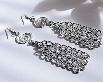 Spiral Chain Aluminum Earrings