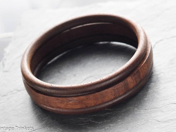 Vintage Wood Wooden Bangle Bracelet
