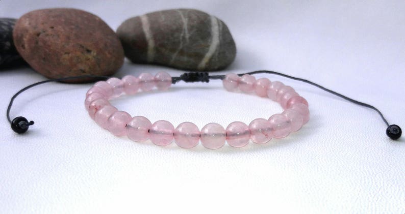 Crystal Healing Rose quartz bracelet Wish Bracelet Macrame Bracelet Fertility bracelet Womens Bracelet Bridesmaid Jewelry