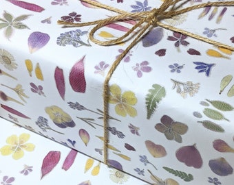 Floral Wrapping Paper / Pressed Flower Gift Wrap / Printed Petal Paper / Special Gift Wrap / FSC Certified / Fully Recyclable Uncoated Paper