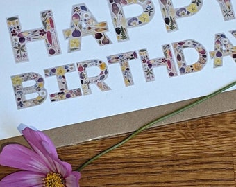 Happy Birthday Card / Birthday Card / Greeting Card / Happy Birthday / Floral Birthday Card / Pressed flower Card / Special Greeting Card