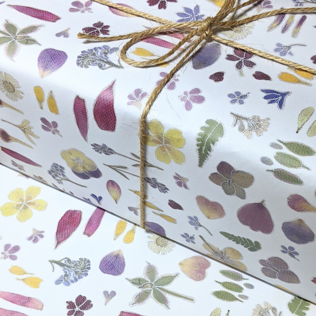 Floral Wrapping Paper / Pressed Flower Gift Wrap / Printed Etsy
