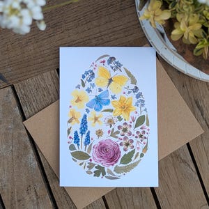 イースターカード / イースターエッグ / 新たな始まり / 春のカード / 空白のグリーティングカード / 押し花カード / 花のカード / FSC 空白のグリーティングカード