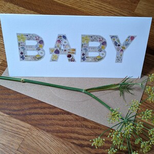 Baby Card / New Baby Greeting Card / Pressed Flower Card / Floral Card / Baby Shower / Baby Christening Card/ FSC Blank Card image 6