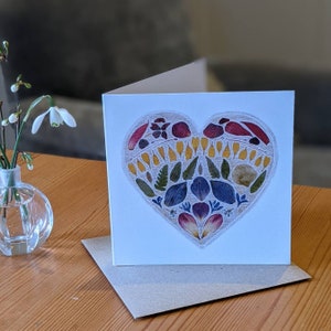 Carte coeur / Carte arc-en-ciel / Carte fleurs pressées / Carte florale / Carte de voeux de la Saint-Valentin / Amour / Carte de nouveau-né / Carte vierge / Carte de voeux