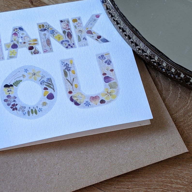Thank You Card / Pressed Flower Card / Floral Card / Blank - Etsy