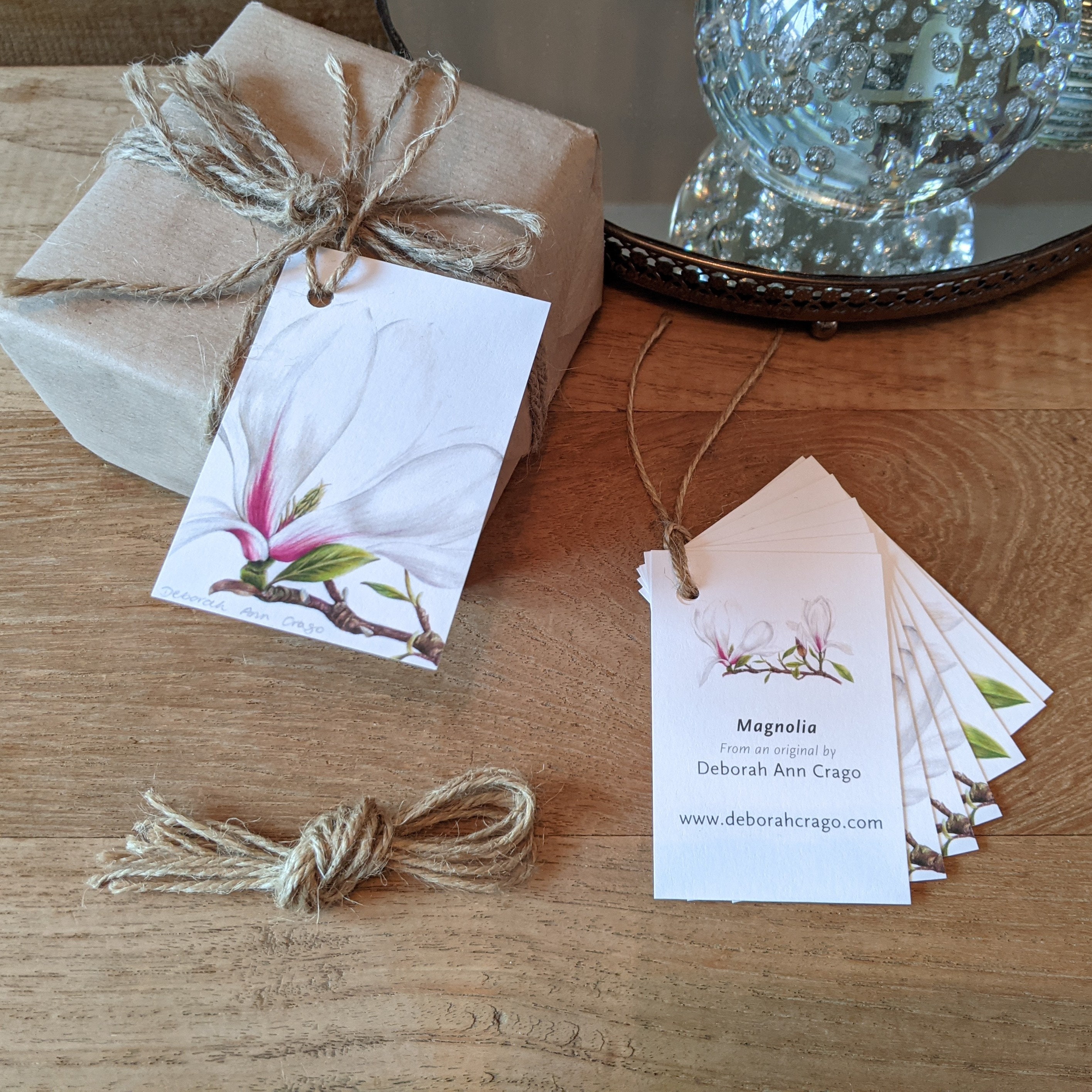 Set of 6 Magnolia Botanical Gift Tags / Blank Labels With Jute Cord - Etsy