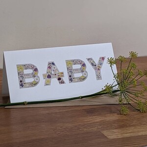 Baby Card / New Baby Greeting Card / Pressed Flower Card / Floral Card / Baby Shower / Baby Christening Card/ FSC Blank Card image 2